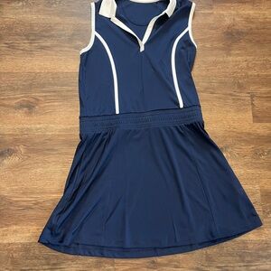 Callaway Color Block Golf Polo Dress Navy Top with White Collar